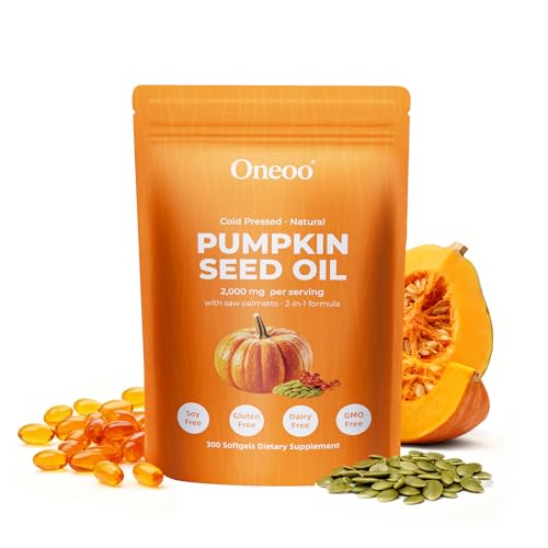 Oneoo Pumpkin Seed Oil 2000mg + Saw Palmetto (300 Softgels) — image 2