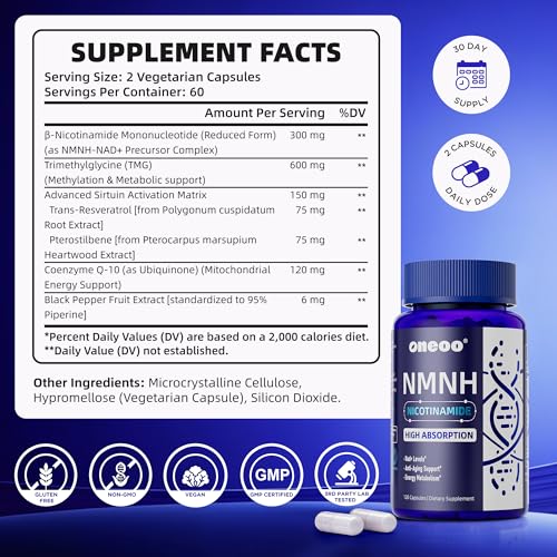 Oneoo NMNH + NAD+ Capsules — Resveratrol & Pterostilbene — image 3